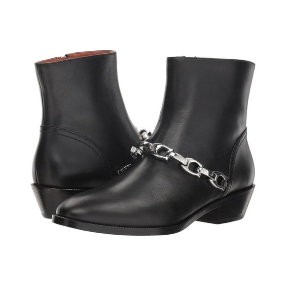 NWT COACH Biker Allen Chain Leather Booties - Picture 2 of 8